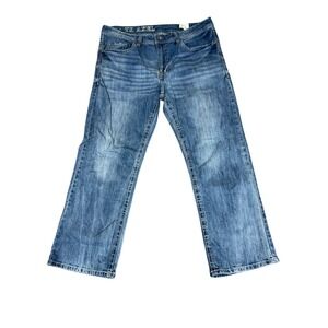 TK AXEL Slim Boot Cut Denim Jean Mens Size 38x30 Stretch Flap Pockets Distressed